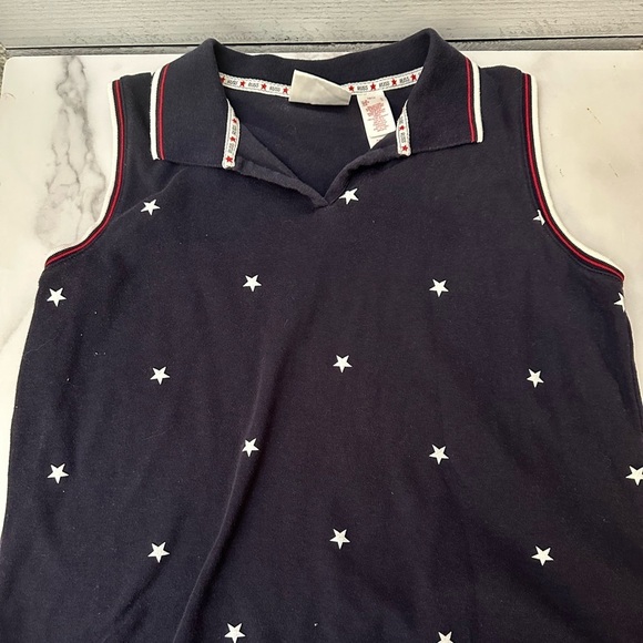 Vintage 90’s Russ by Liz Claiborne - Collard Tank - Stars and Stripes -patriotic - Picture 1 of 5
